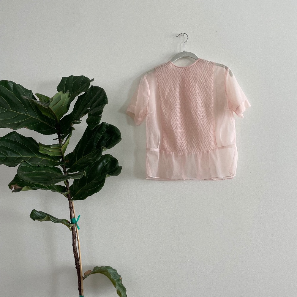 VINTAGE 50s Pastel Pink Silk Blouse sz 4